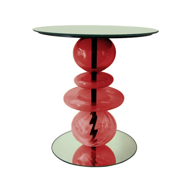 Modern Abacus Glass Accent Table by the Drawing Room Atl in Venetian Red - Size: Standard - Modern Side Table in Colorful Red Glass For Sale - Image 3 of 4