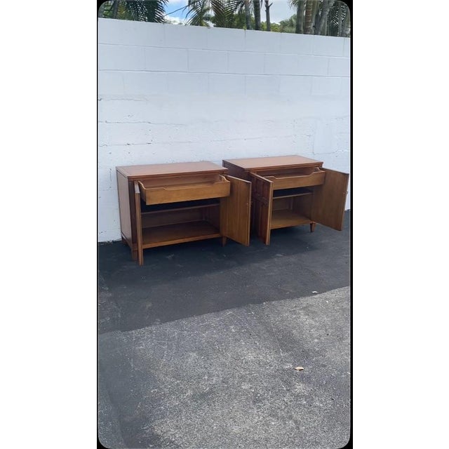 Mid 20th Century Drexel Mid Century Modern Buffets Servers a Pair 6390 For Sale - Image 5 of 15
