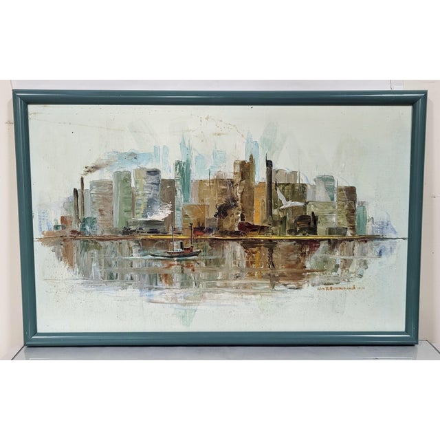 Vintage 20th C Framed Chicago Cityscape Impressionistic Oil Painting by Sheridan For Sale In New York - Image 6 of 10