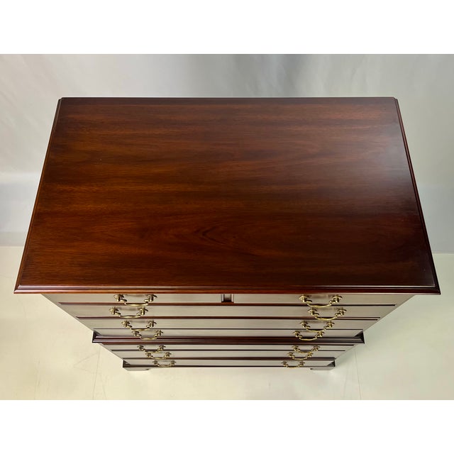 Late 20th Century Vintage Henkel Harris Virginia Galleries Mahogany Chippendale Style Chest-on-Chest For Sale - Image 5 of 15