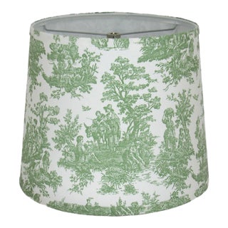 14" Sage Toile Drum Lamp Shade For Sale