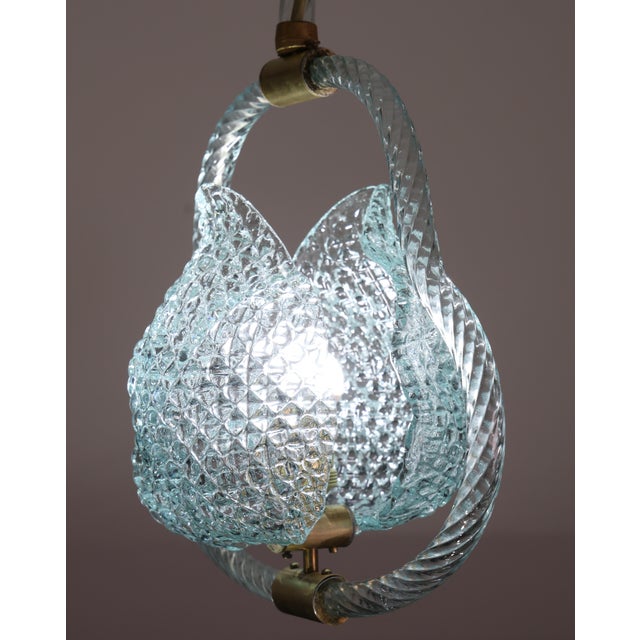 1950s Art Deco Charming Light Blu Murano Glass Chandelier by Barovier E Toso For Sale - Image 6 of 16