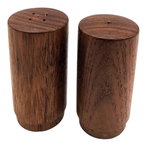 Mid 20th Century Teak Wood Salt and Pepper Shakers, a Pair