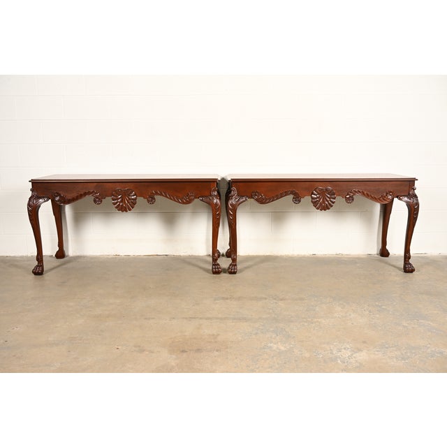 Baker Furniture Georgian Carved Mahogany Console or Sofa Table, Newly Refinished For Sale - Image 13 of 15