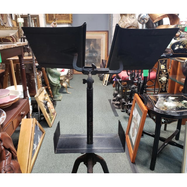 Antique American Giffen & Giffen Wrought Iron Dictionary Stand on Caster Wheels For Sale In New Orleans - Image 6 of 8