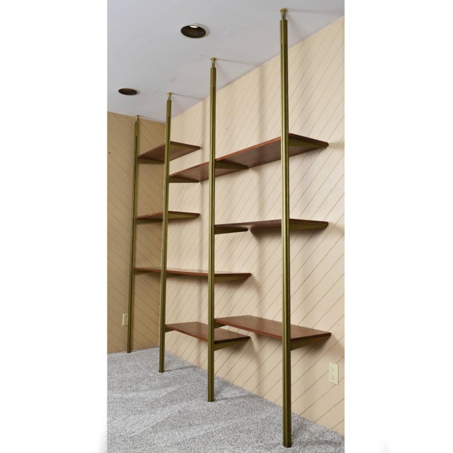 George Nelson Mid-Century Modern Tension Pole Omni Wall Unit Emerald Gold For Sale - Image 13 of 17