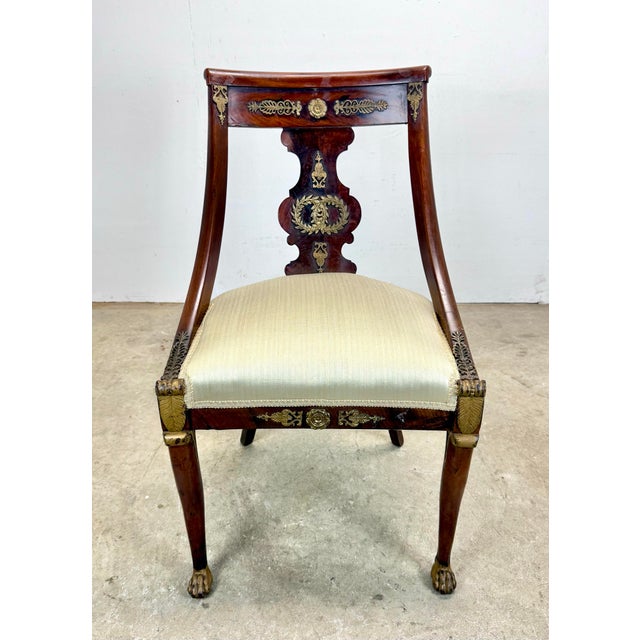 Late 19th Century Antique French Empire / Directoire Mahogany Side / Dining Chairs Restored For Sale - Image 5 of 12