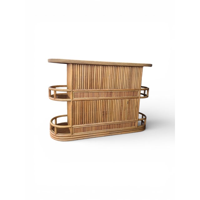 Hollywood Regency Vintage Bamboo Bar With Cane Panels, Circa 1970s For Sale - Image 3 of 12
