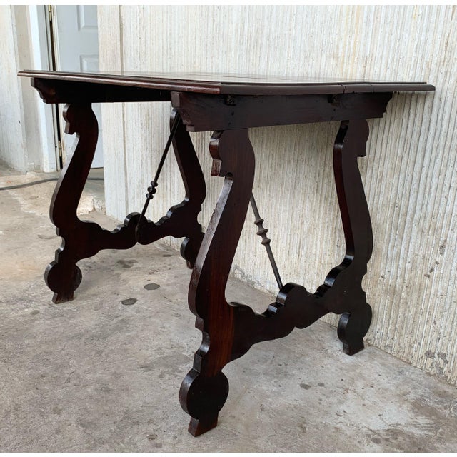 18th Century Refectory Spanish Table with Lyre Legs and Iron Stretcher For Sale - Image 18 of 18
