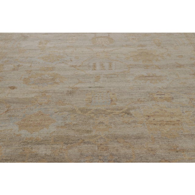 Traditional Rug & Kilim’s Modern Oushak-Inspired Rug in Pale Gray and Soft Gold Floral Pattern For Sale - Image 3 of 8
