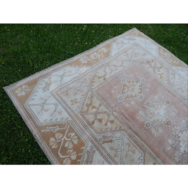 Textile Distressed Vintage Oushak Rug - 6′4″ × 8′9″ For Sale - Image 7 of 12