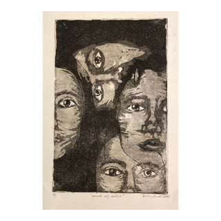 Pseudo Self Portrait Etching by Beck Marton For Sale