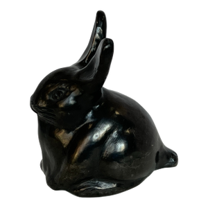 Vintage Barro Negro Bunny Rabbit Oaxaca Mexico Pottery Whistle