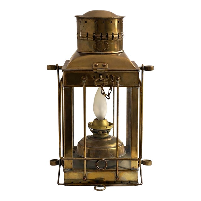 1890s Historical Solid Brass Railroad Lantern | Electrified | Industrial Maritime Form For Sale