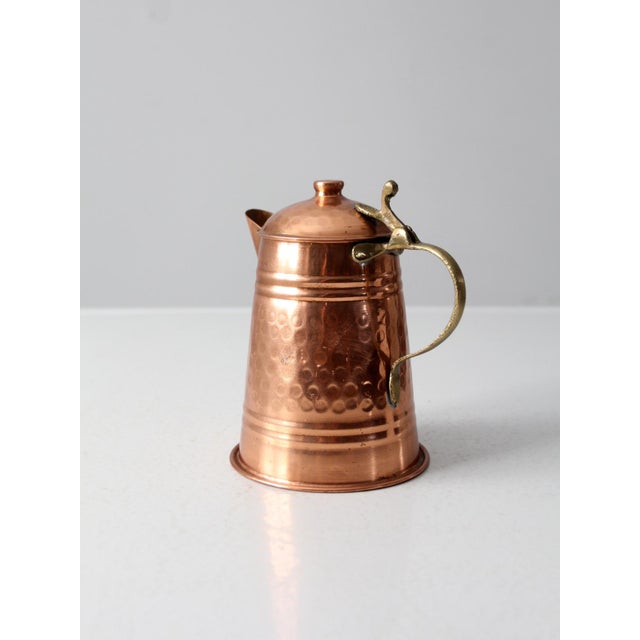 Vintage Hammered Copper Teapot With Brass Handle For Sale - Image 6 of 14