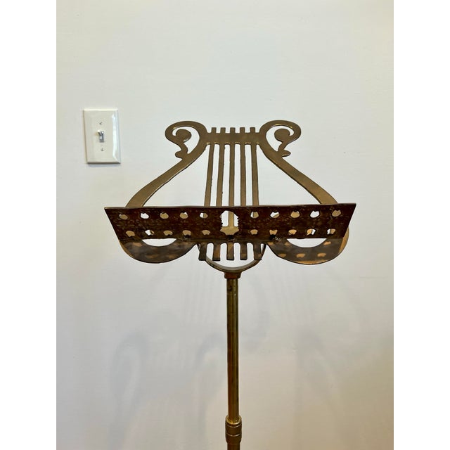 Mid-20th Century French Patinated Brass Music Stand With Lyre Motif For Sale - Image 4 of 8
