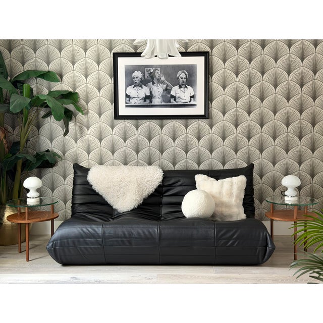 Mid-Century Modern-Style Walnut and Glass "Unison" Side Tables by Design Within Reach Includes: Two (2) side tables...