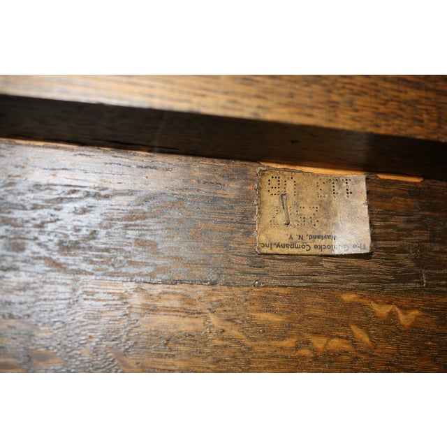 Mid 20th Century A Wonderfull Pair of Historic Gunlocke Company MCM Oak Armchairs For Sale - Image 12 of 16