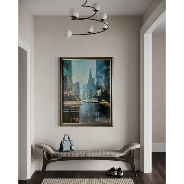 Vintage New York City Street Cityscape - Times Square & Taxis Painting, 1992 For Sale - Image 10 of 18