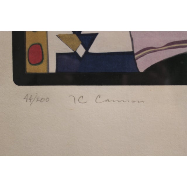 T.C. Cannon "Hopi Maiden" Print 44/200 Native American Woodcut Portrait 1973-1977 For Sale - Image 4 of 6