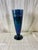 1991 Orient & Flume Peacock Blue Iridescent Pedestal Art Glass Vase For Sale - Image 10 of 10