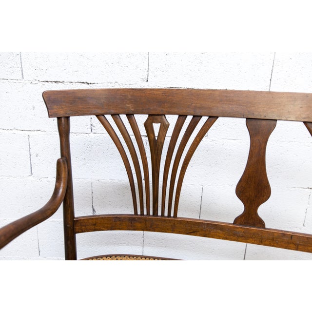 Hand-Caned Bentwood Bench from Fischel, 1930s For Sale - Image 13 of 18