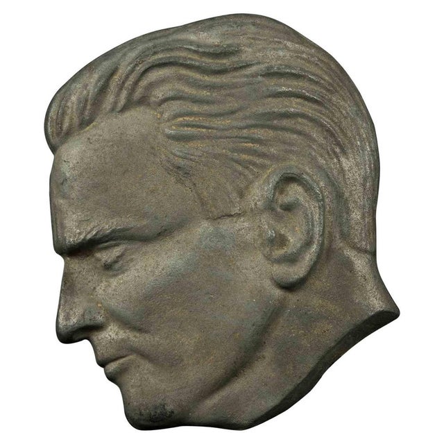 1970s Vintage Male Profile in Metal and Cement, Italy, 1970s For Sale - Image 5 of 5