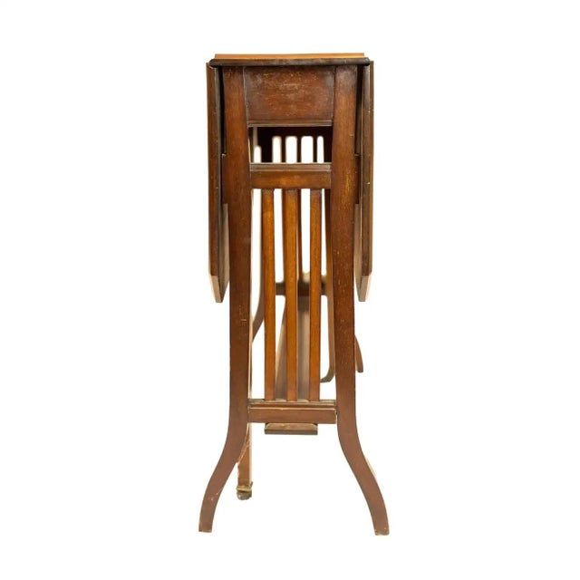 Arts & Crafts Arts & Crafts Mahogany Drop-Leaf Sutherland Table, Labeled, British, Ca. 1900 For Sale - Image 3 of 11