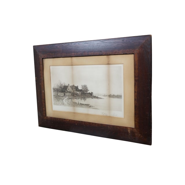 Victorian Antique Edward Loyal Field Signed Home Sweet Home Landscape Etching 33" For Sale - Image 3 of 12