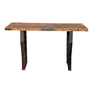 1920s Large Patinated Industrial Console For Sale