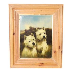 Painting of Two Westie Terriers in a Landscape