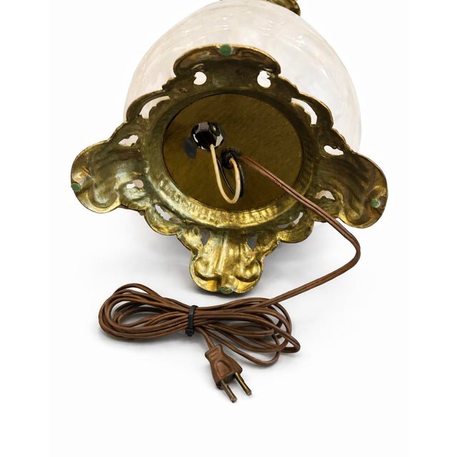 1950s Hollywood Regency Alabaster & Heavy Cast Brass Table Lamps – 35” - a Pair For Sale - Image 10 of 10