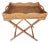 Artifacts Rattan Scallop Design Butler Tray with Wooden Legs, Honey Brown For Sale