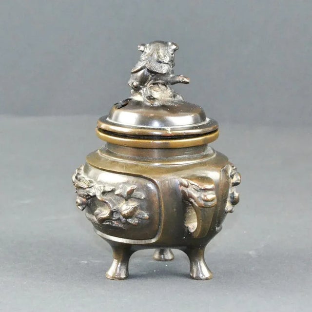 Vintage Oriental Incense Burner in Bronze, 1920s For Sale - Image 3 of 11