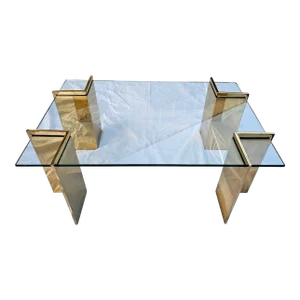 Vintage Polished Brass and Glass Coffee Table [Interchangeable With Various Shapes and Sizes of Glass]