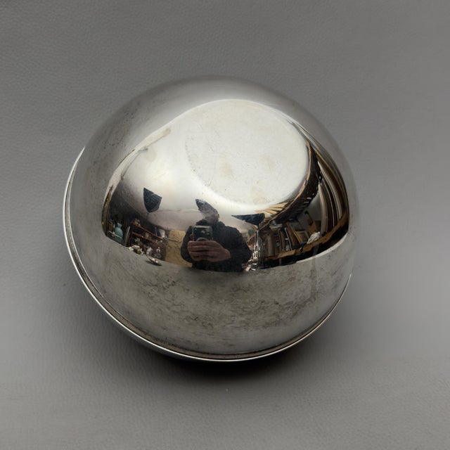 Silver Vintage Spherical Silverplated Ice Bucket For Sale - Image 8 of 11