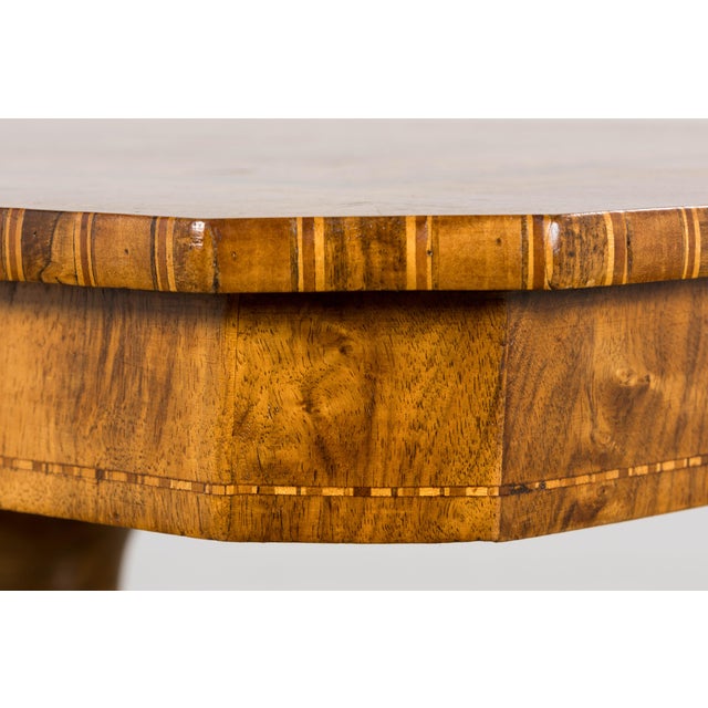 19th Century Italian Napoleon III Style Inlay Walnut Sorrento Pedestal Table For Sale - Image 10 of 12