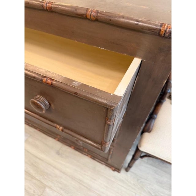 1990s Faux Bamboo Large Dresser/Chest of Drawers For Sale In New York - Image 6 of 7