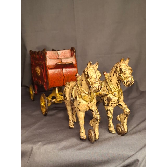 Red Antique Kenton Overland Circus Band Wagon Cast Iron Toy Original Paint Prewar For Sale - Image 8 of 18