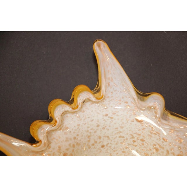 Fratelli Toso Vintage Murano Opal & Gold Aventurine Art Glass Bowl Ashtray Fratelli Toso Italy For Sale - Image 4 of 13