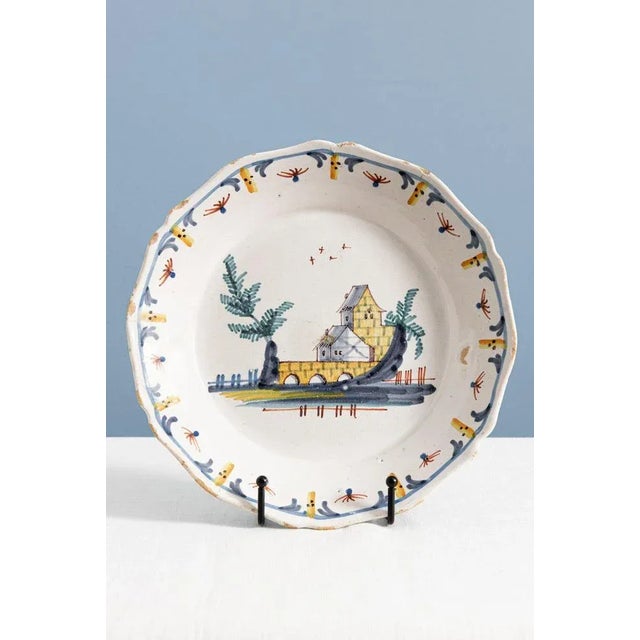 18th Century Faience Town with Bridge Plate from Nevers For Sale - Image 6 of 6