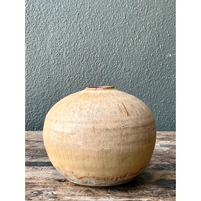 Mid-Century Modern Vintage Earth Tone Ceramic Vessel For Sale - Image 3 of 12