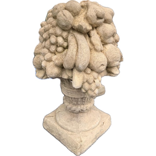 1960s Pair of Concrete Garden Fruit Baskets/ Statues/Urns/ Pillar Finials For Sale - Image 9 of 9