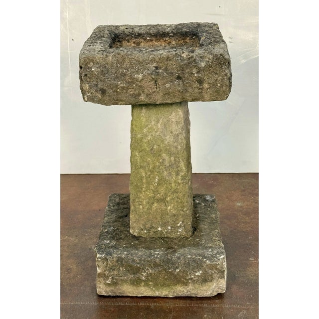 English Garden Square Bird Bath of Carved Purbeck Stone For Sale - Image 4 of 10