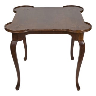 Vintage Queen Anne Game Table With Inlay Star Corner Accents, Italy For Sale
