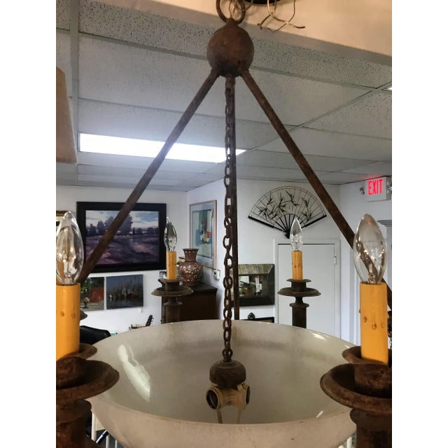 Late 20th Century Vintage Neoclassical Six Light Chandelier With Rustic Finish For Sale - Image 5 of 9