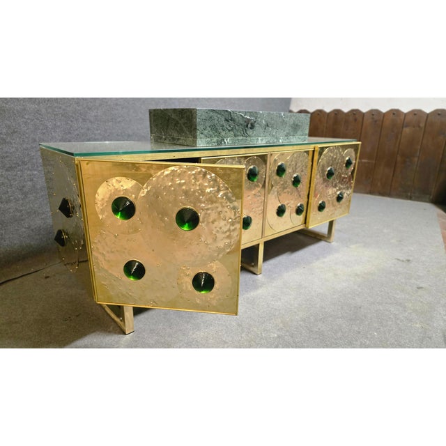 Brass Vanity Table with Murano Glass Inlays and Marble Sink from Justfurnituress SRL For Sale - Image 9 of 18