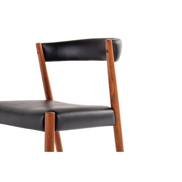 Danish Teak Dining Chairs in Black Skai, 1960s, Set of 4 For Sale - Image 10 of 11