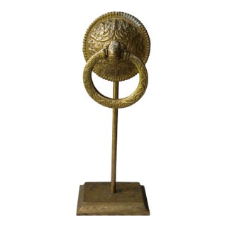 Vintage Large Scale Architectural Brass Freestanding Hand Towel Ring Holder For Sale