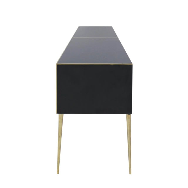 1950s Italian Solid Wood and Colored Glass Sideboard,1950s For Sale - Image 5 of 9